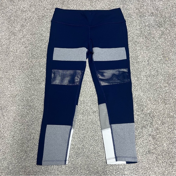 SPLITS59 Leggings Medium Blue Gray Splits 59 Color Block Mesh Vested Capri - Picture 1 of 9